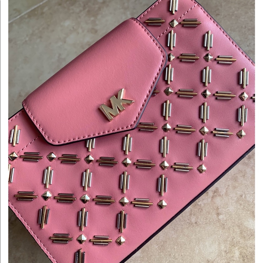 Michael Kors Embellished Leather Shoulder Clutch